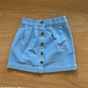 H&M Blue Corduroy Button-Up Skirt